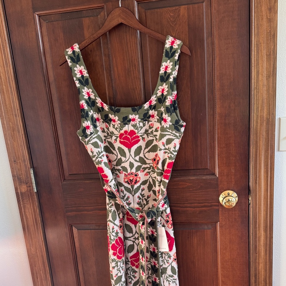 FARM Rio Floral Midi Dress - Red and Green